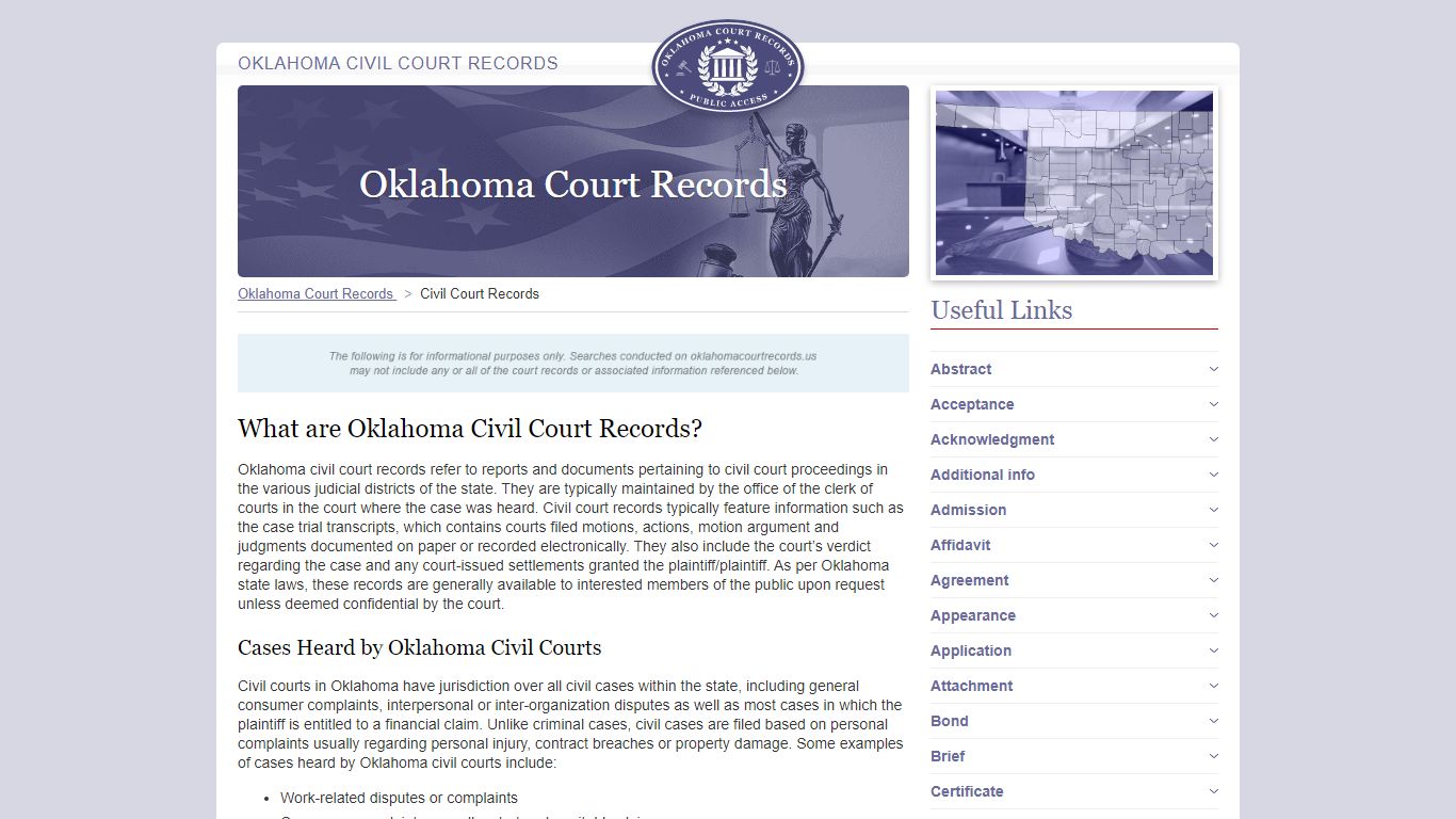 Oklahoma Civil Court Records | OklahomaCourtRecords.us